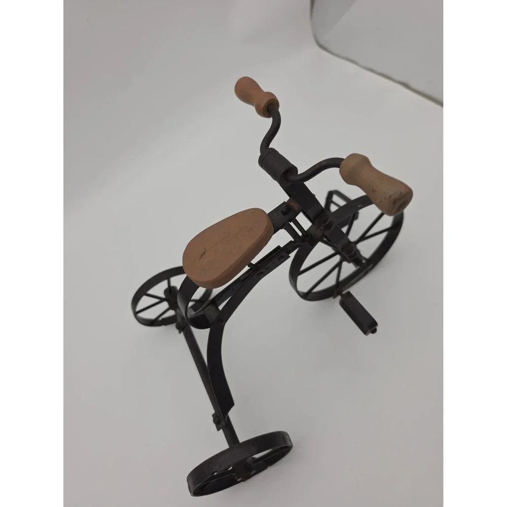 Vintage Salesman Sample/Toy/Doll Tri-Cycle Wood Seat Handles,Wrought Iron Frame!
